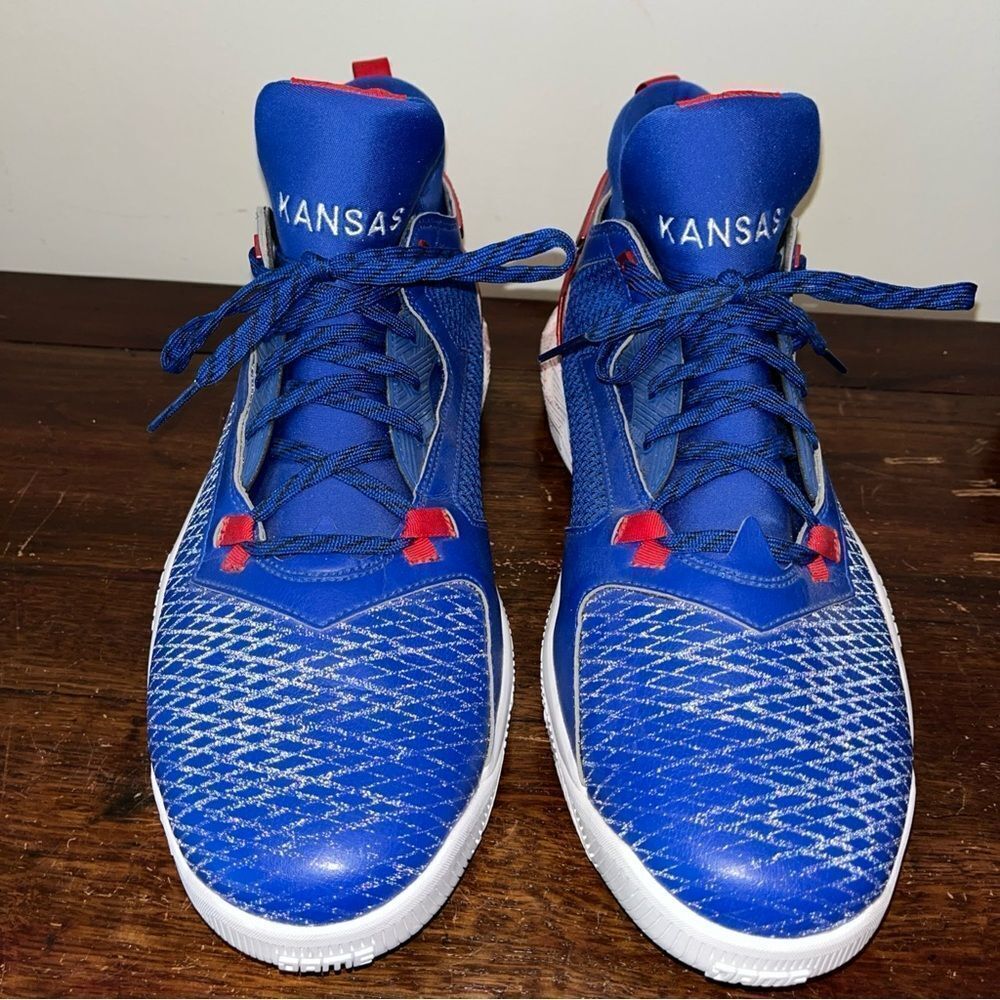 Adidas Kansas Jayhawks Team Issued Blue White Damian Lillard 2 Basketball Shoes